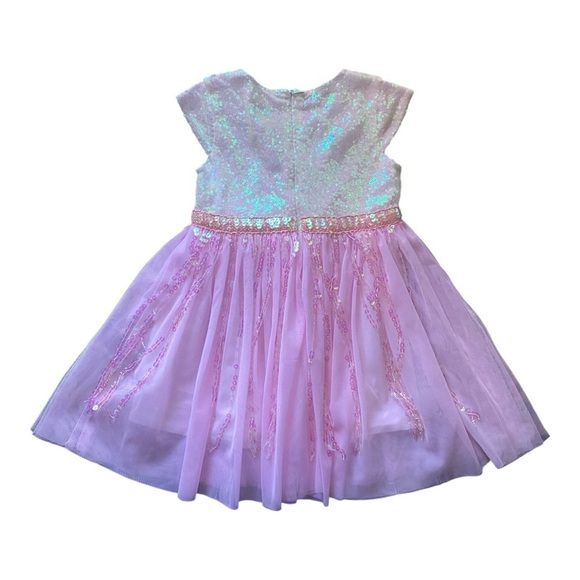 DOE A DEAR-PINK AND WHITE SEQUIN  DRESS-SIZE 4T - Picture 5 of 9